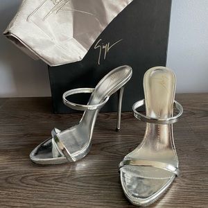 Giuseppe Zanotti silver stiletto sandal